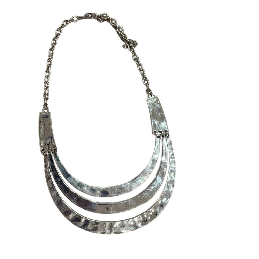 Silver multi layer statement necklace - Picture 1 of 1